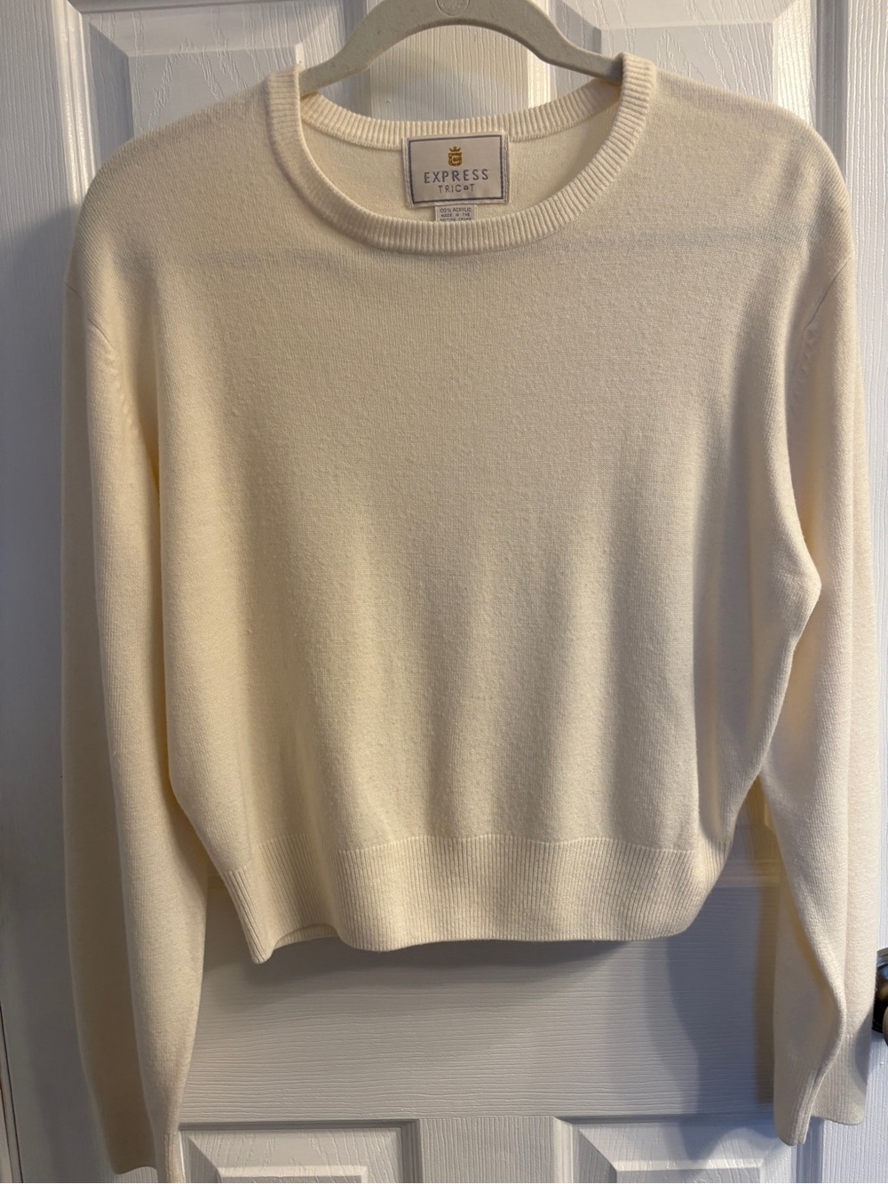 Express Soft Ivory Crewneck Sweater#0358